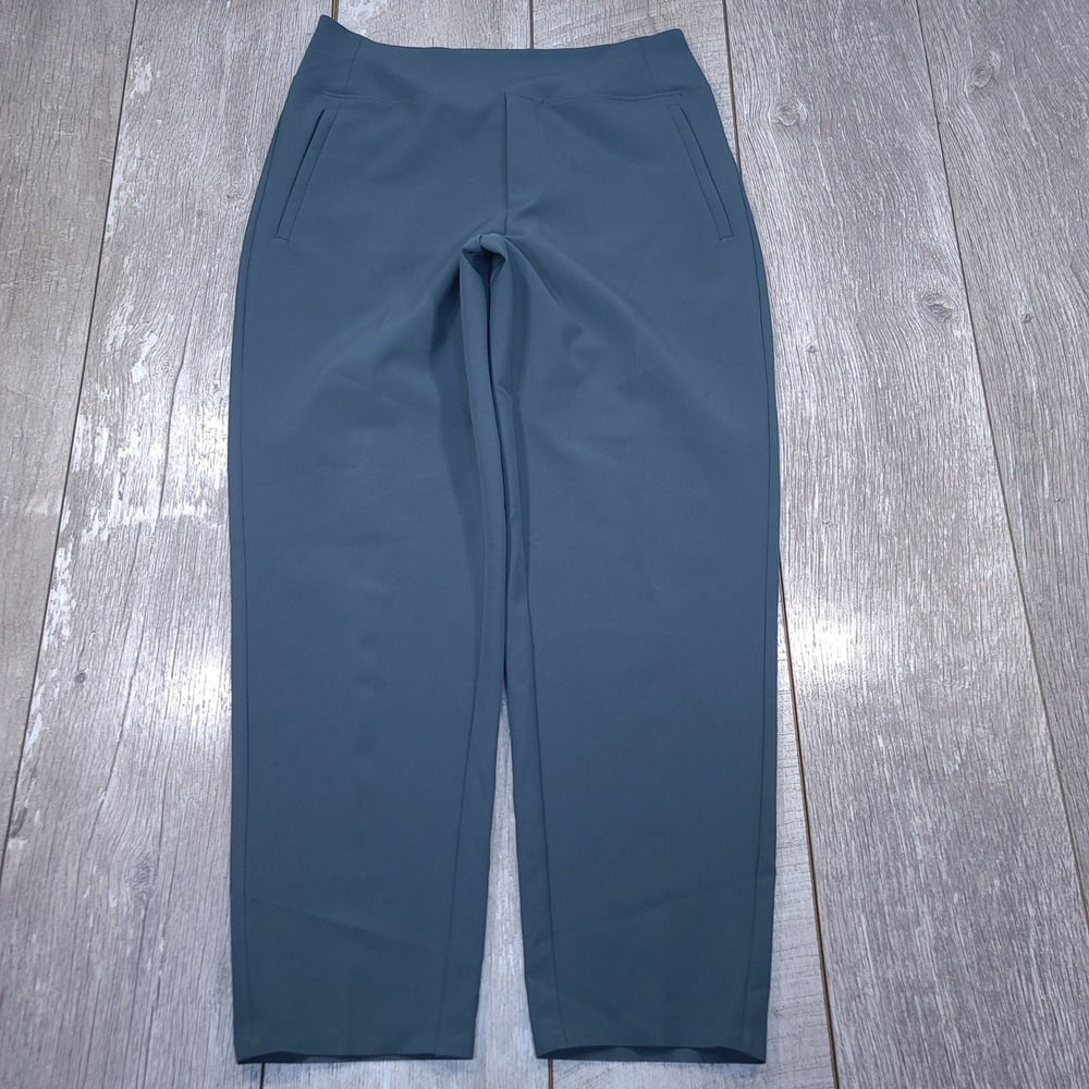 Athleta Endless High Rise Pants Women 8 Teal Blue Tapered Travel Trousers 533636